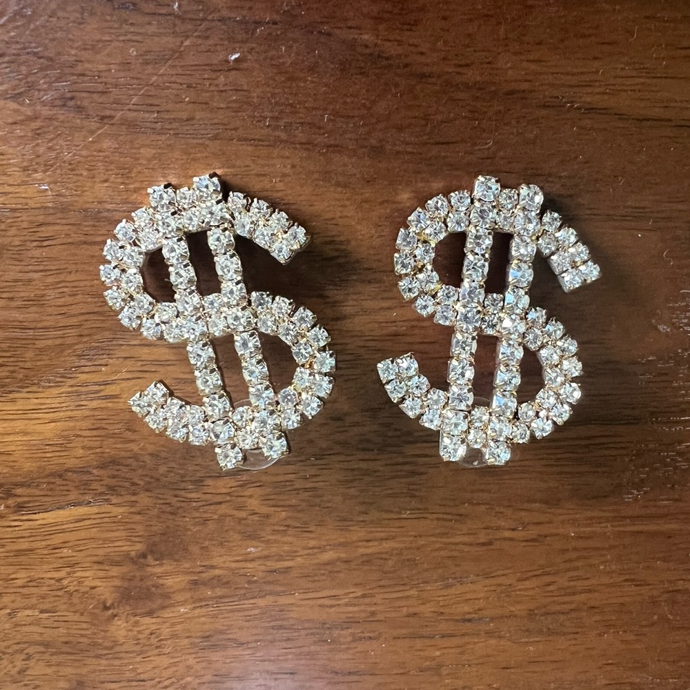 Gold Dollar Sign Earrings